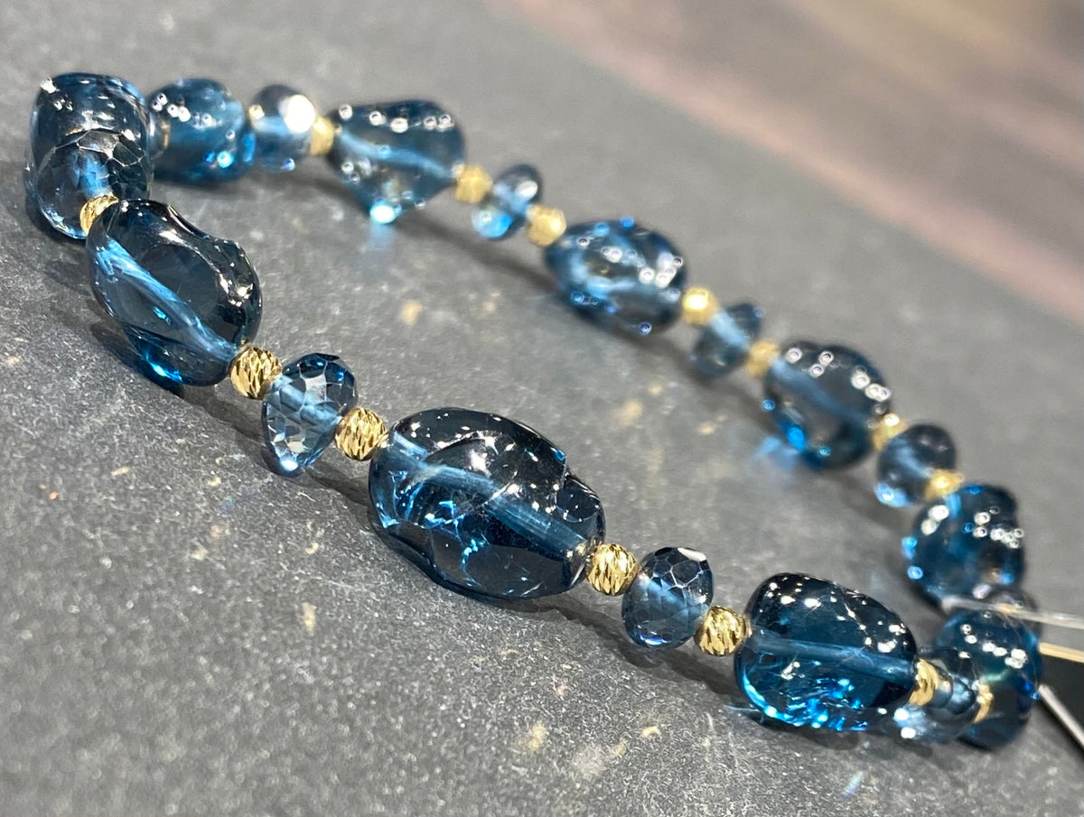 ロンドンブルートパーズK18デザイン ブレスレット｜〜天然石と共に